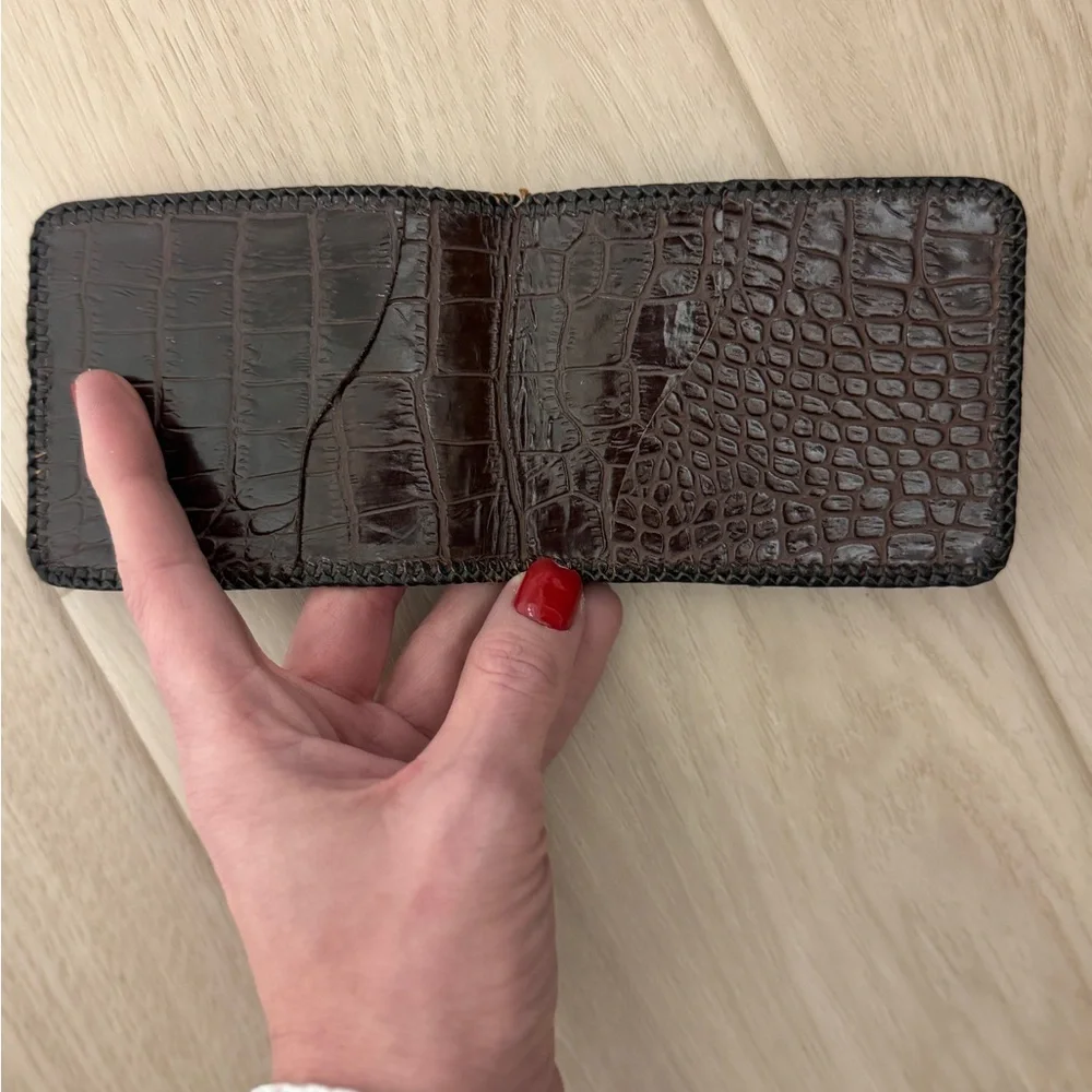 VTG Handmade Brown Crocodile Genuine Leather Wallet Men’s